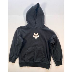 FOX Racing Youth Legacy Pullover Hoodie Black White Fox Front Pocket Size Large